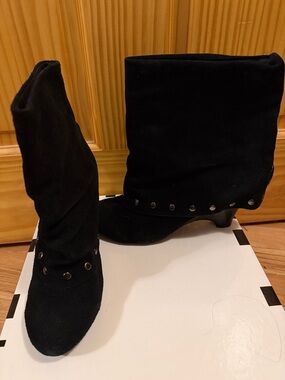 Black Suede  Studded Women's Boots